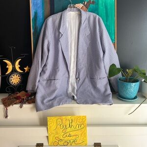 Vintage Lavender Checkered Plaid Blazer Oversized Medium / Large